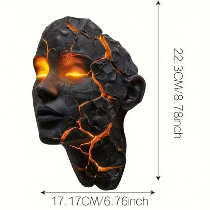 3D Wall Lamp Shattered LED Night Light Broken Face Moving Effect – Gothic Plug-In Wall Decor Light for Bedroom, Living Room, Bar, Cafe & Game Room, Unique Home Lighting Gift