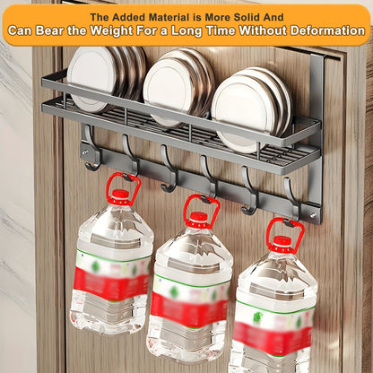 Over Door Hook Rack Metal | No Drill Behind Door Organizer with 5 6 8 Hooks for Clothes Bags Keys Towels – Space-Saving Wall Mount Storage for Bedroom Bathroom Entryway Closet
