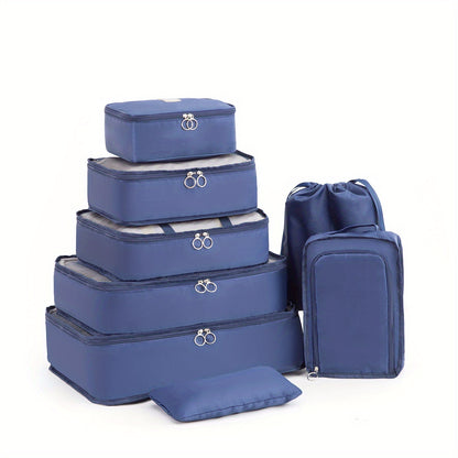 Packing Cubes for Suitcases 8PCS Set Travel Luggage Organizers Compression Bags Clothing Underwear Shoe Bag for Men Women