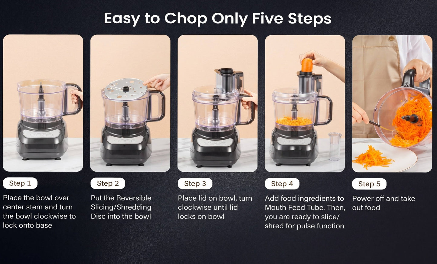 12 Cup Food Processor 6 Functions - Chopping, Slicing, Shredding, Purees & Dough, Large Capacity Electric Kitchen Food Processor for Meal Prep, Vegetables, Fruits & Baking, Black