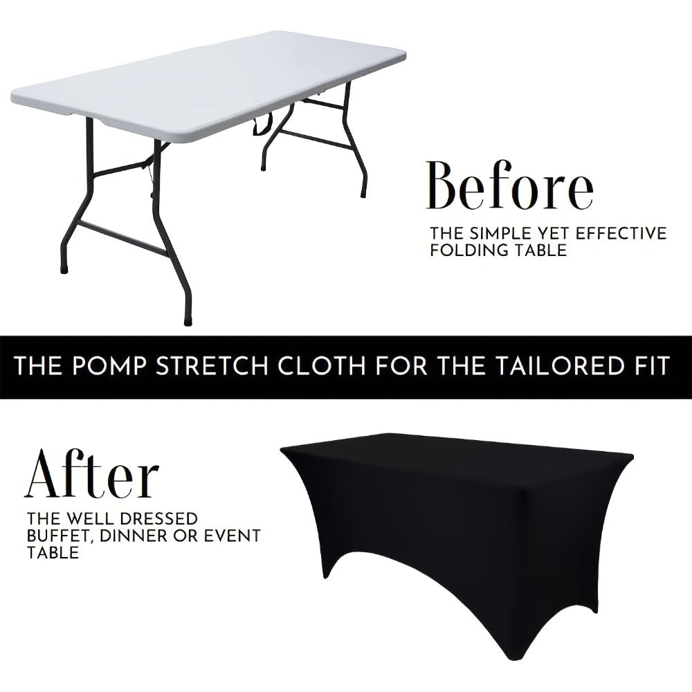 Spandex Tablecloth 6 Foot Rectangular Stretch Table Cover for Parties Weddings Banquets – Wrinkle-Free Full Coverage Fitted Table Cloth for Events