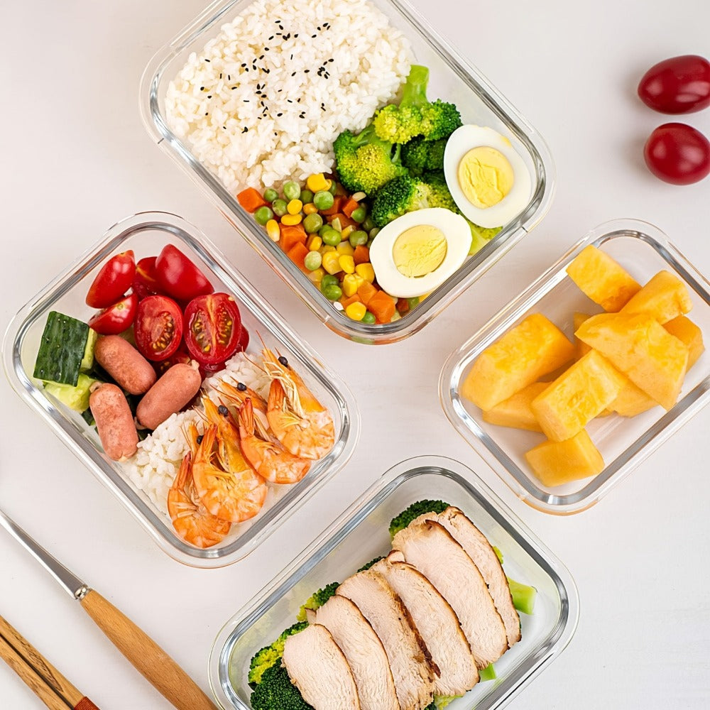 Glass Food Storage Containers with Lids 10PCS Set – Airtight Leak-Proof Meal Prep Containers, Dishwasher & Oven Safe, Lunch & Leftover Storage