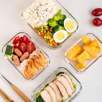 Glass Food Storage Containers with Lids 10PCS Set – Airtight Leak-Proof Meal Prep Containers, Dishwasher & Oven Safe, Lunch & Leftover Storage