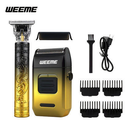 Electric Shaver Grooming Set for Men Hair Clipper Nose Trimmer Razor DIY Barber Kit USB Rechargeable 2 4 Piece Set Gift for Husband Dad Blue Gold White Green