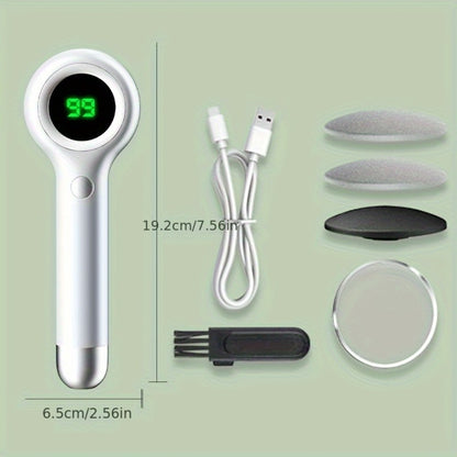 Electric Callus Remover for Feet - Rechargeable Foot File with 3 Interchangeable Heads, 2 Speed Settings & Built-in Vacuum, Professional Pedicure Tool for Smooth Soft Skin