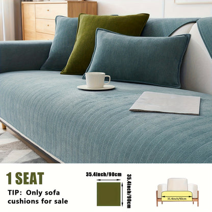 Chenille Ribbed Sofa Cover - Pet Friendly Non-Slip Machine Washable Soft Stretch Slipcover for 1-4 Seater Sectional Sofa Living Room Bedroom Office, 9 Colors