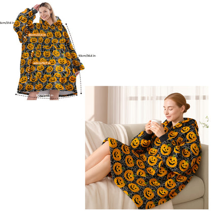 Wearable Hooded Blanket – Reversible Oversized Sherpa Throw with Kangaroo Pocket & Socks, Machine Washable, Christmas Gift, 4 Styles