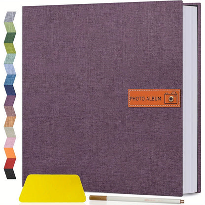 Self Adhesive Photo Album Scrapbook – Large Linen Cover Memory Book for 4x6 5x7 8x10 Photos, DIY Picture Book with Metal Pen, Gift for Mom, Baby, Wedding, Valentine's Day & Mother's Day, 40 & 60 Pages