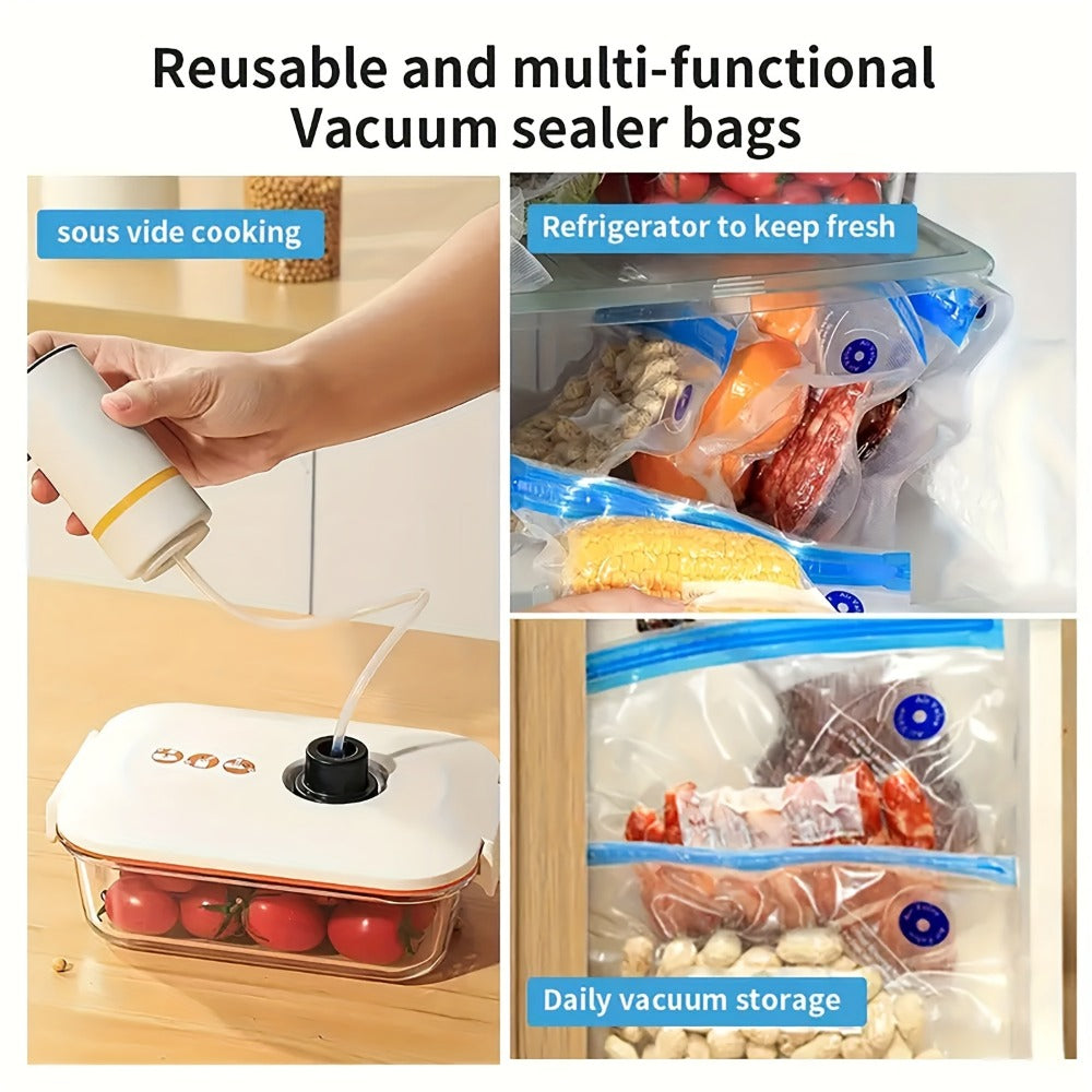 Vacuum Sealer Kit with USB Rechargeable Pump & 9 Reusable Vacuum Seal Bags (3 Sizes) — Portable Mini Electric Food Sealer for Sous Vide, Meal Prep & Food Storage
