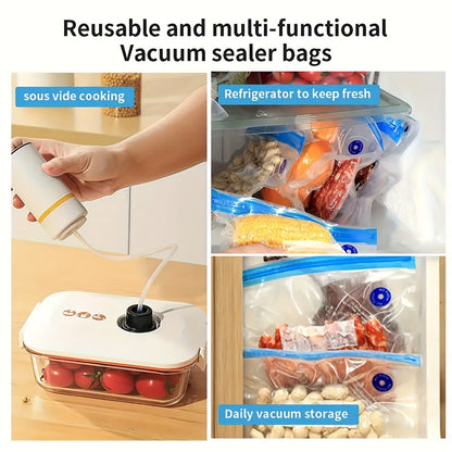 Vacuum Sealer Kit with USB Rechargeable Pump & 9 Reusable Vacuum Seal Bags (3 Sizes) — Portable Mini Electric Food Sealer for Sous Vide, Meal Prep & Food Storage
