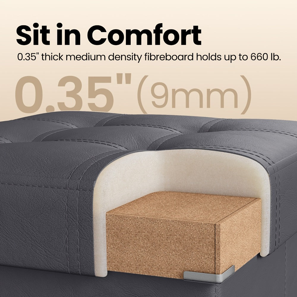 Storage Ottoman with Flip Top Lid 660lbs – Foldable Faux Leather Chest Stool, 30" Wide Extra Seating & Blanket Storage for Entryway, Living Room & Bedroom
