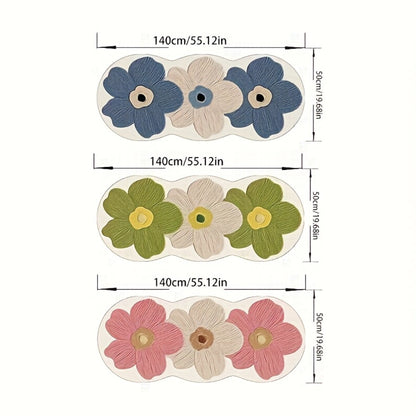 Soft Plush Area Rug Non-Slip Backing 10mm Thick Luxury Imitation Cashmere Floor Mat Machine Washable Floral Pattern for Bedroom Bedside Living Room Corridor Study Cloakroom Home Decor Navy Blue Brown