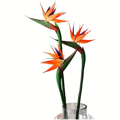 Artificial Bird of Paradise Flowers – 3pcs Realistic Rubber Strelitzia with 24.5" Long Stems for Home Decor, Vase Arrangements, DIY Bouquets, Party & Fall Decor (4 Colors)