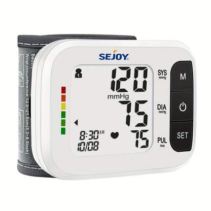 Wrist Blood Pressure Monitor - Sejoy Automatic Digital BP Machine with Large LCD Display, Wrist Strap & Batteries Included, Portable & Accurate for Home Use & Travel (Blue / White / Black / Purple)