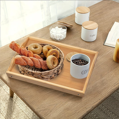 Bamboo Bed Tray Table with Foldable Legs & Handles, Breakfast Tray for Eating, Working & Snacking in Bed — Food-Safe, Durable Lap Desk | White, Black, Natural Bamboo | 1 or 2 Pack
