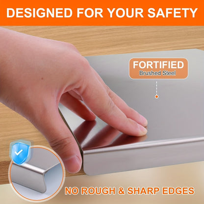 Stainless Steel Cutting Board Extra Large 304 Steel Anti-Slip L-Edge for Baking Kneading Dough BBQ Kitchen Chopping Board 3 Sizes