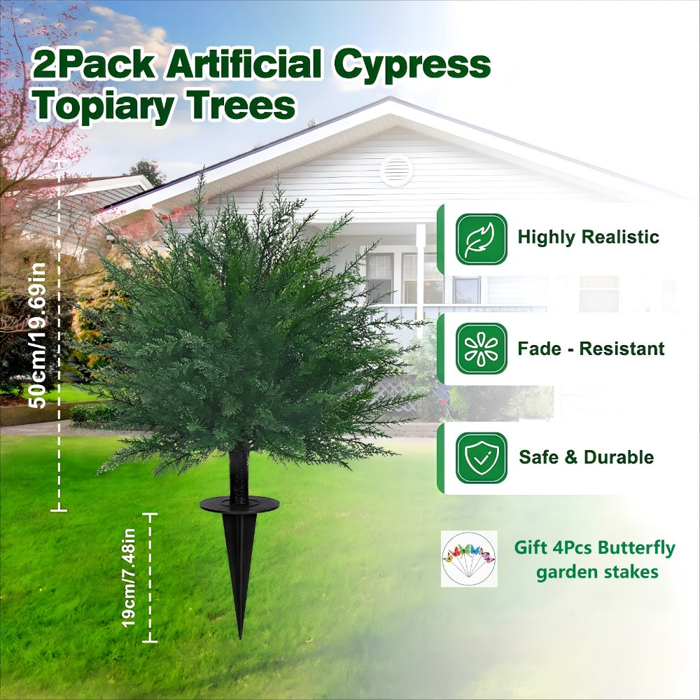 Artificial Topiary Ball Trees for Outdoor & Indoor Decor – UV Resistant Faux Lavender, Azalea & Pansy Shrubs with Ground Spike – Evergreen Fake Plants for Front Porch, Garden & Backyard (Single & 2 Pack)