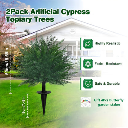Artificial Topiary Ball Trees for Outdoor & Indoor Decor – UV Resistant Faux Lavender, Azalea & Pansy Shrubs with Ground Spike – Evergreen Fake Plants for Front Porch, Garden & Backyard (Single & 2 Pack)