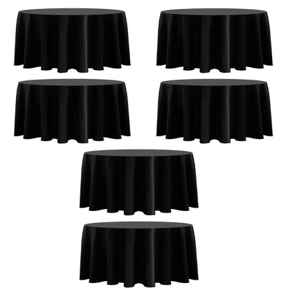 120 Inch Round Tablecloth Bulk Pack – Wrinkle-Free Table Cover for Wedding, Party, Christmas & Halloween, Black or White (6/12/18 Pack)