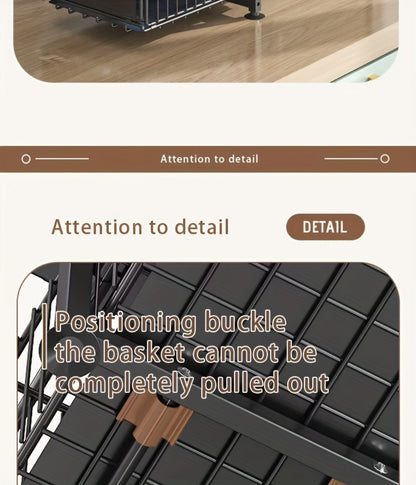 Under Sink Organizer 2-Tier Slide Out Pull Out Drawer Metal Basket Height Adjustable - Under Sink Cabinet Organizer for Kitchen Bathroom Storage, Sliding Shelf Rack for Cleaning Supplies Toiletries