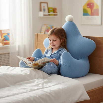 Kids Reading Pillow Star Shape with Neck Support Back Support Lumbar Support & Armrests Ergonomic Spine Protection Sit-Up Pillow for Children Reading Study Gaming on Sofa Bed Floor (Blue Green Yellow Pink)