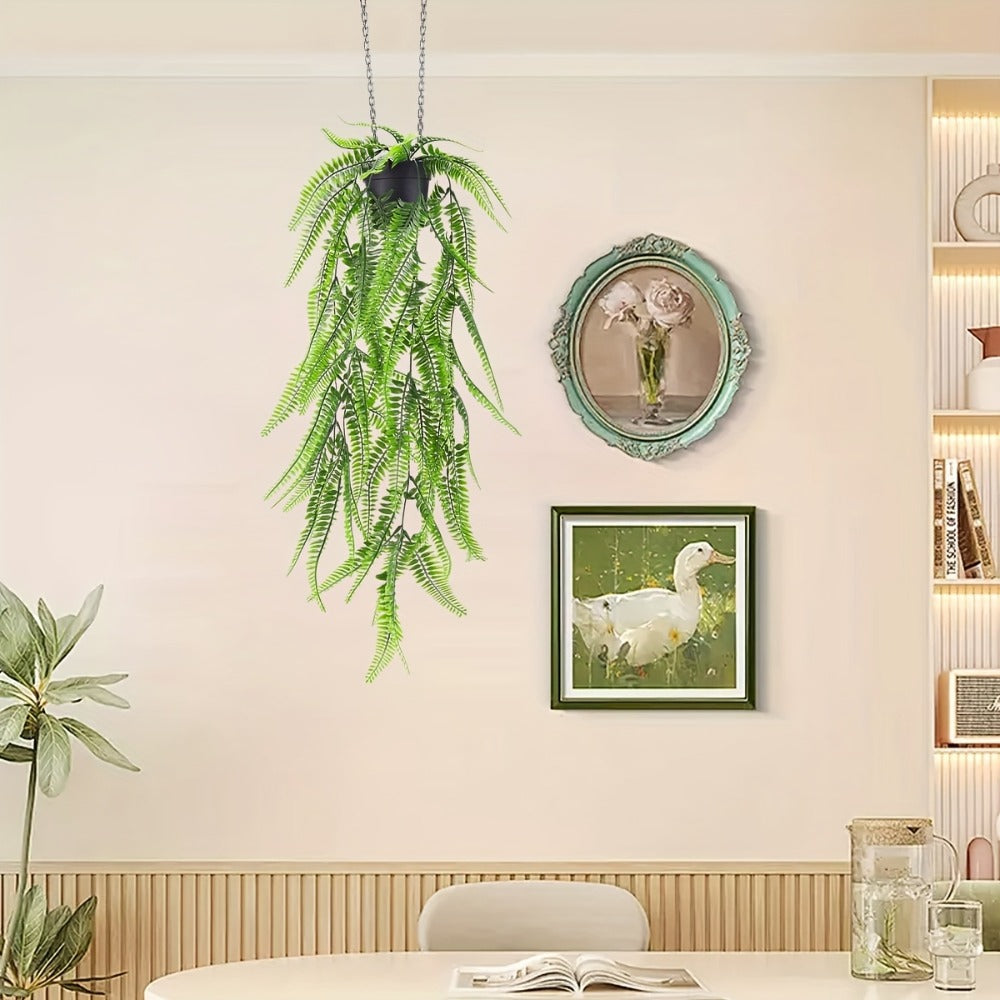Artificial Hanging Plants 4 Pack – Fake Trailing Vines for Indoor Outdoor Wall Shelf Room Decor, Realistic Faux Rose Greenery Hanging Basket Decoration