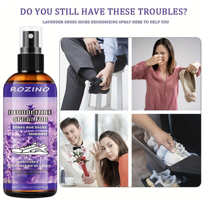 Foot Deodorizer Spray for Feet Socks & Shoes – Lavender Scent, Fast-Drying Odor Control, Glycerin Formula, Allergy-Friendly, 3.38 fl oz, Set of 2