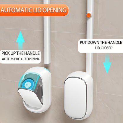 Disposable Toilet Brush & Holder Set with 6 Refill Wands – Wall Mounted, Pre-Loaded Scrubbing Solution, No-Touch Bathroom Cleaning Supplies, White
