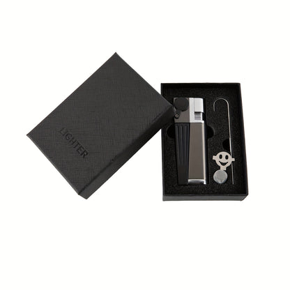 Folding Pipe Lighter Refillable 2-in-1 with Adjustable Flame, Metal-Crafted Durable Design, Gift Box Included – Windproof Butane Lighter for Men, Outdoor, Christmas & Valentine’s Day Gift