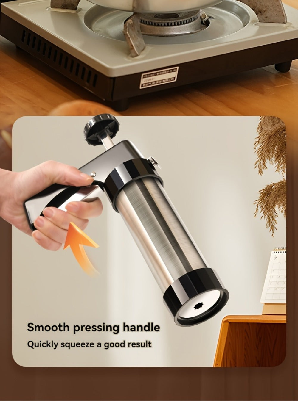 Cookie Press Set 8 Piece Stainless Steel Manual Churro Maker Flower Cookie Mold Baking Tool Set for Christmas Cookies Biscuit Decorating No Electricity Needed