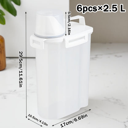 Airtight Food Storage Containers 2/4/6 Pack - BPA-Free 2.5L & 3L Plastic Pantry Bins with Lids, Measuring Cup, Leakproof Seal for Nuts, Flour, Rice, Kitchen Organizer