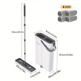 13in grey mop + bucket + 4 grey fiber cloths