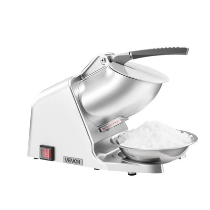 Electric Ice Crusher 300W Snow Cone Maker Shaved Ice Machine 286 lbs/h 4 Stainless Steel Blades Anti-Splash One-Touch Operation for Home Bar Office Dorm