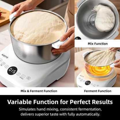 Electric Dough Maker with Ferment Function - 7Qt 250W Dough Kneading Machine, 304 Stainless Steel Bowl, Constant Temperature Fermentation, Microcomputer Timer, for Bread Pizza Pasta Roti Dumplings