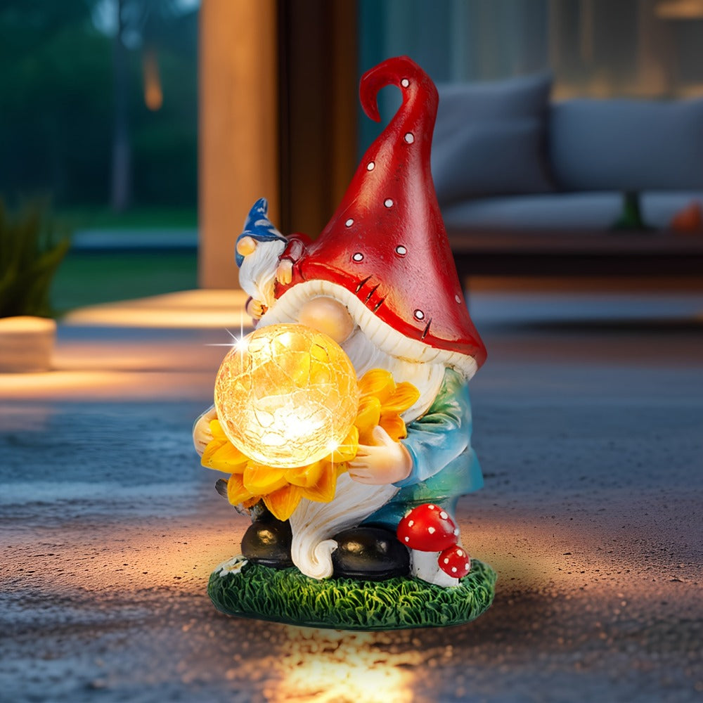 Solar Light Elf Resin Statue – Outdoor Garden Figurine That Automatically Lights Up at Night, Holiday Collectible Decor for Christmas, Easter, Halloween, Thanksgiving & Hanukkah, Patio Porch Desk Decor Gift