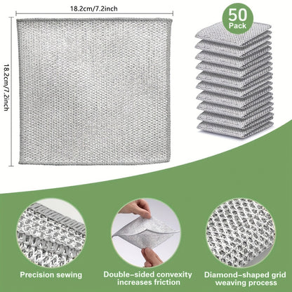 Stainless Steel Kitchen Scrubber Wire Cleaning Cloth Scratch Resistant Reusable Dish Scrubber for Pots Pans Dishes Glass Cookware 50 Pack 100 Pack