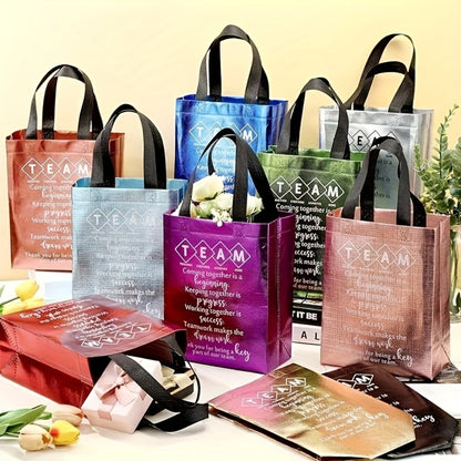Gift Bags with Handles 15 Pack Reusable Fabric Tote Bags Inspirational Messages for Employee Appreciation Team Recognition Colleagues