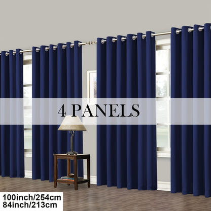 Blackout Curtains Grommet Top Room Darkening Window Drapes 4 Panels Set Living Room Bedroom