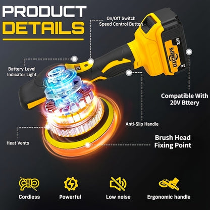 Cordless Car Polisher for DeWalt 20V Battery - 6 Variable Speeds 6800 RPM Buffer Polisher for Car Detailing Waxing Polishing Auto Scratch Removal Tool Gift for Men (Battery Not Included)