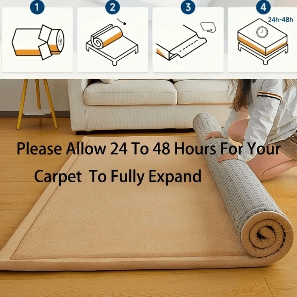Memory Foam Area Rug Tatami Mat Non-Slip Coral Velvet Floor Mat for Living Room Bedroom Kids Playroom Yoga — Multiple Sizes & Colors