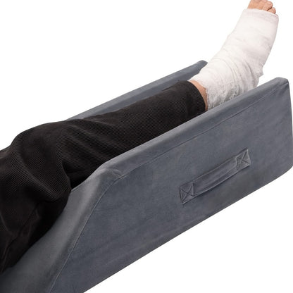 Leg Elevation Pillow Memory Foam Wedge Knee Ankle Support Foot Rest Pillow with Handles Blood Circulation Relief Washable Velvet Cover Post Surgery Recovery