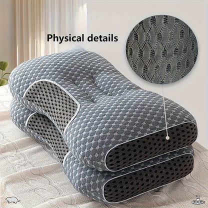 Cervical Contour Neck Massage Pillow – Ergonomic Bone-Shape Support with Detachable Moisture-Absorbing Cover | Soft High-Quality Pillow Core for Deep Sleep & Neck Pain Relief