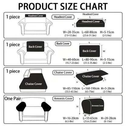Jacquard Stretch Sofa Cover Non-Slip | Elastic Wear-Resistant Couch Slipcover, Polyester Jacquard Fabric, 1 to 4 Seat Sectional L-Shape, Armrest Backrest, Machine Washable