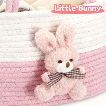 Cute Animal Woven Storage Basket – Decorative Desktop Organizer for Remote Controls, Toys, Stationery & Small Items – Bear, Bunny, Elephant & Giraffe Styles for Home, Nursery & Gift