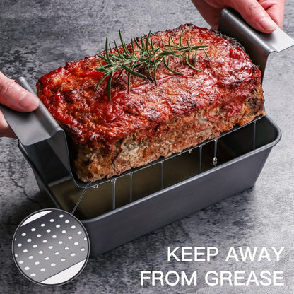 Loaf Pan Set of 4 Nonstick Carbon Steel Meatloaf Pan with Drain Tray 9x5 Inch Bread Baking Pan for Meatloaf Banana Bread Cake Oven Safe Kitchen Bakeware