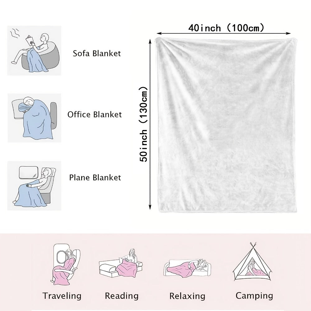 Floral Flannel Blanket – 280gsm Soft Warm Elegant Flower Print Bedspread for Sofa, Bed & Living Room, Machine Washable, 3 Sizes