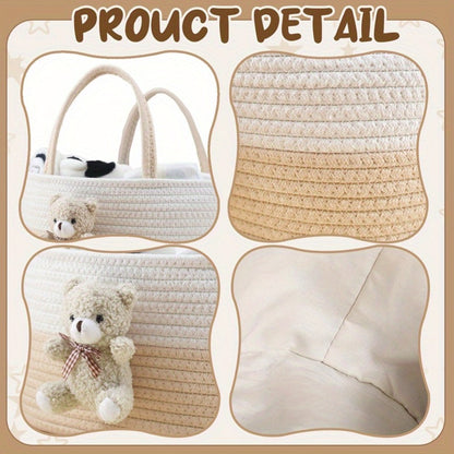 Cute Animal Woven Storage Basket – Decorative Desktop Organizer for Remote Controls, Toys, Stationery & Small Items – Bear, Bunny, Elephant & Giraffe Styles for Home, Nursery & Gift