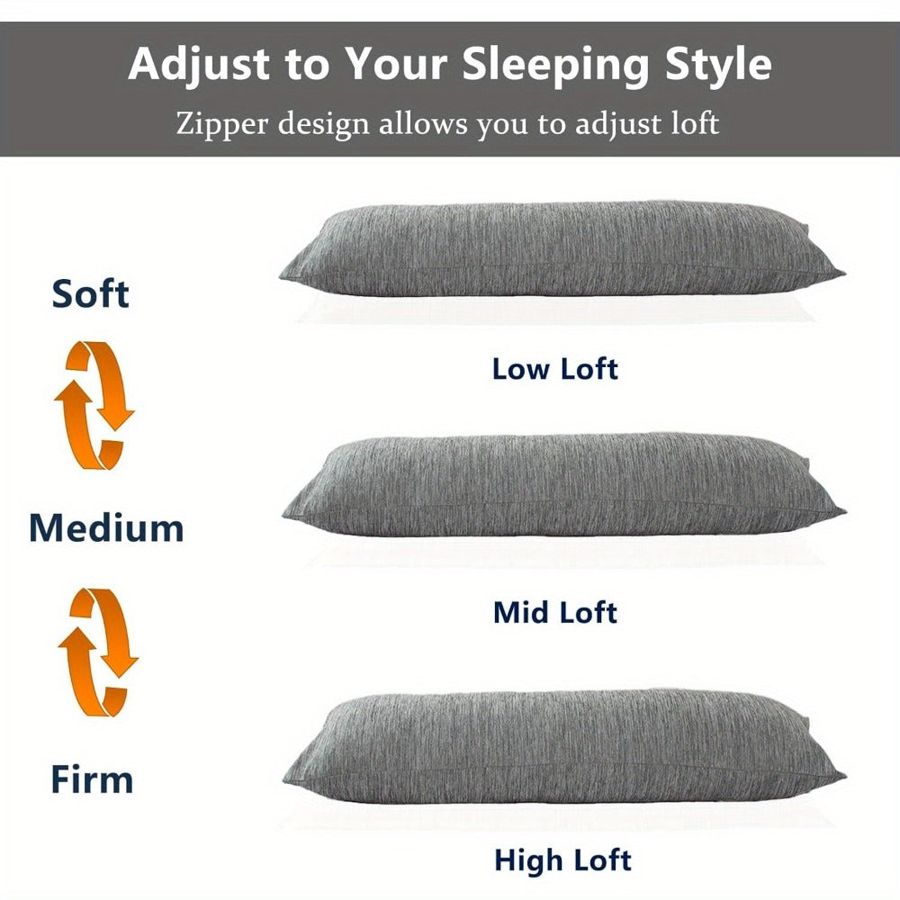 Body Pillow 20x54 Inch Cooling Memory Foam – Full Body Pillow for Adults Side Sleepers, Firm Long Sleeping Pillow for Stomach Back Support, Pregnancy Pillow, Washable Cover, Grey White Pink