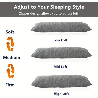 Body Pillow 20x54 Inch Cooling Memory Foam – Full Body Pillow for Adults Side Sleepers, Firm Long Sleeping Pillow for Stomach Back Support, Pregnancy Pillow, Washable Cover, Grey White Pink