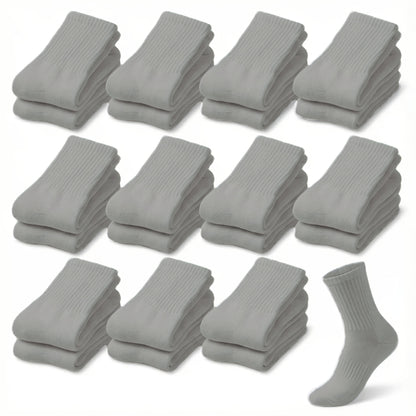 Multicolor Diabetic Crew Socks 12 Pairs Cotton Non-Binding Neuropathy Seamless Cushioned Loose Fit for Men Women Sensitive Feet Edema White Black Grey Size 9-11 10-13